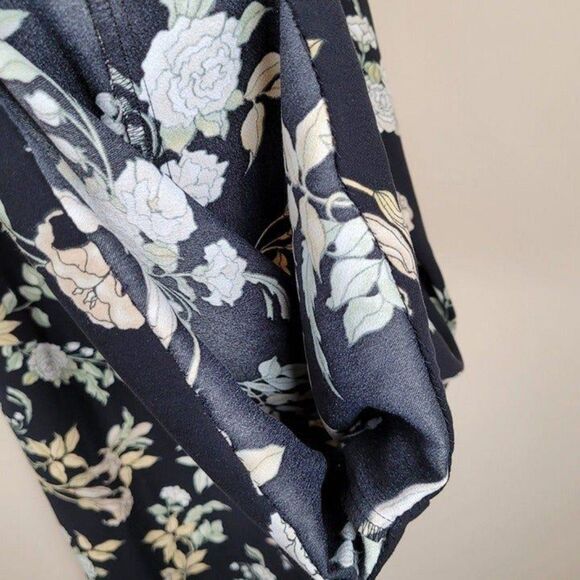 Lands' End Size 14 Floral Black Wide Leg Ankle Pants - Picture 9 of 12